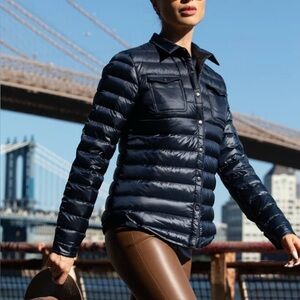 Women's Navy Quilted Button Down Shirt